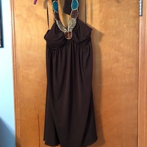 🍀🔴Brown Halter Top Dress